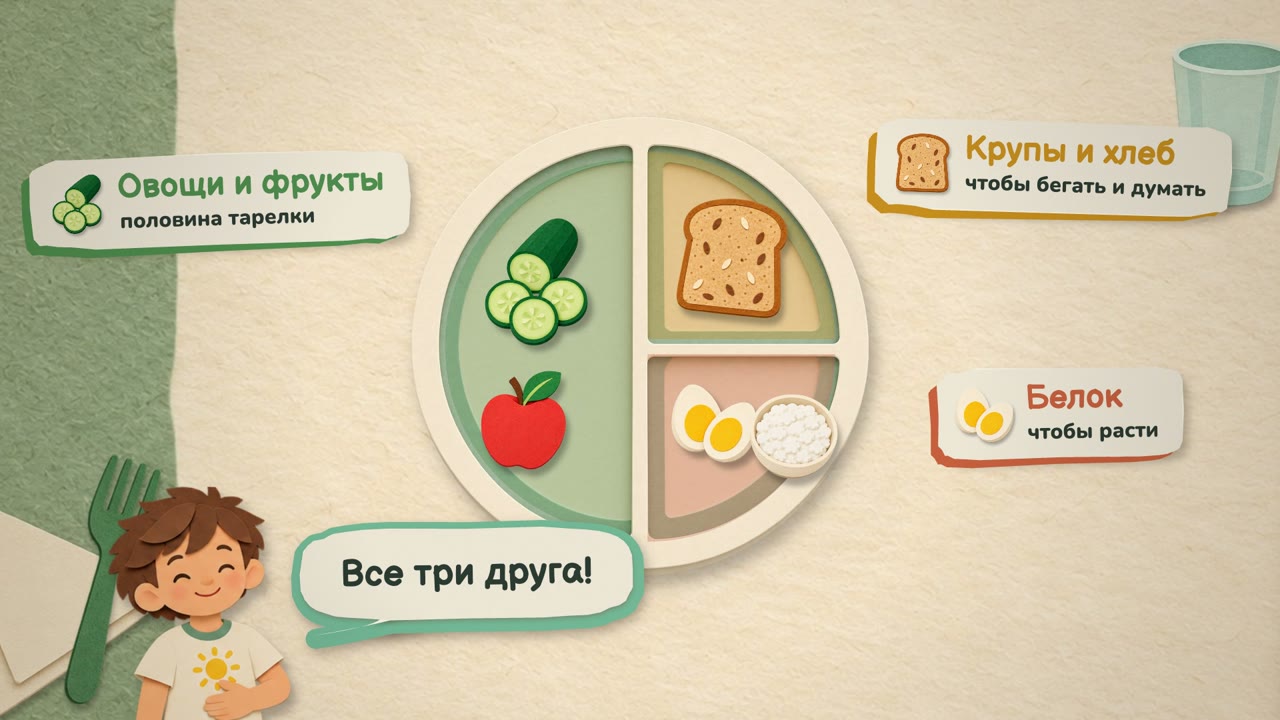 Кадр мультфильма «Три друга на тарелке»