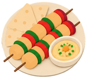 Овощи + куриные шашлычки + хумус